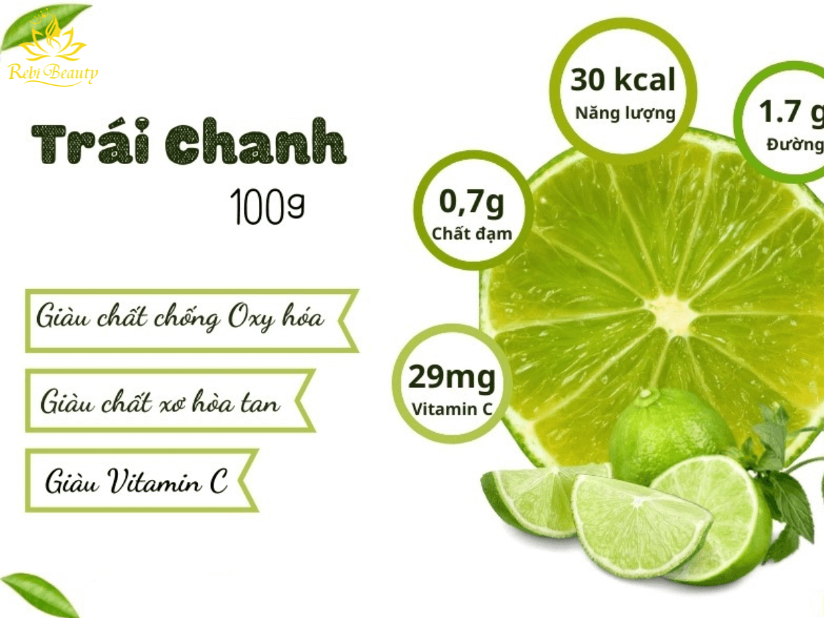 Chanh tươi, với nguồn vitamin C dồi dào và axit citric tự nhiên