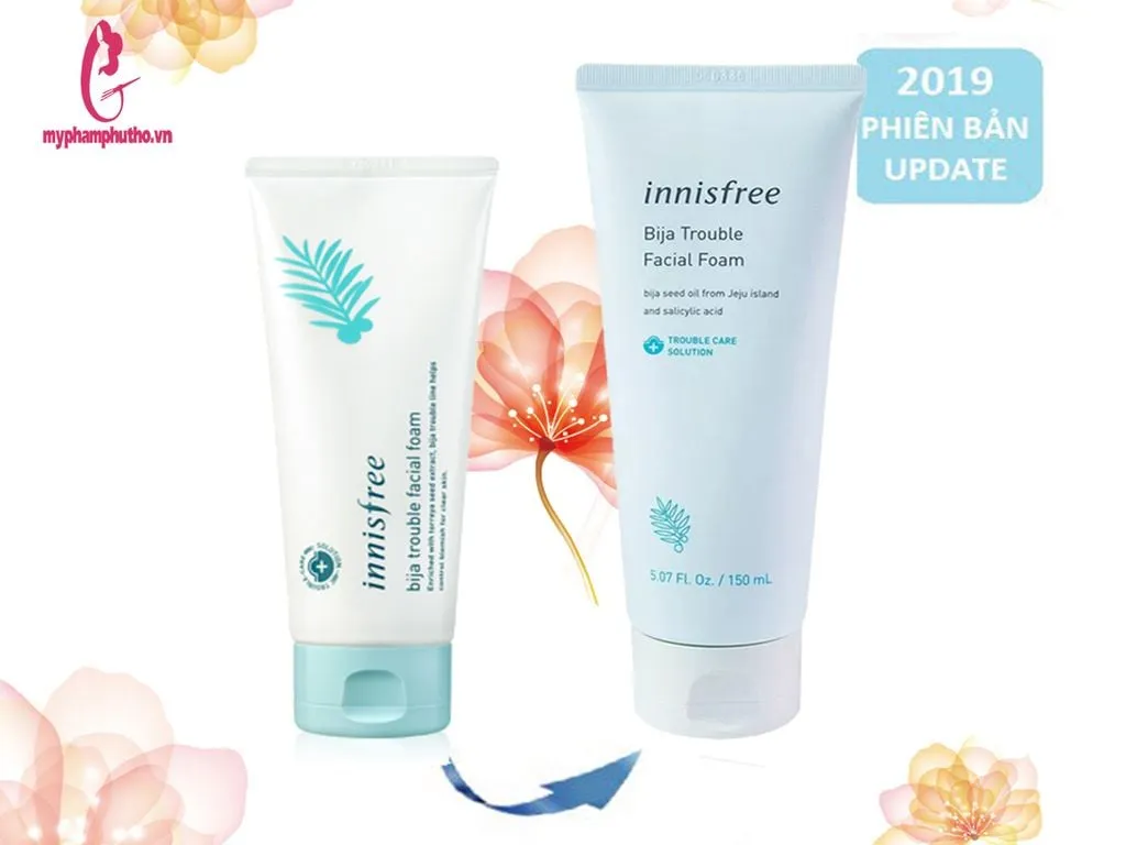 Sữa rửa mặt trị mụn Innisfree Bija Trouble Facial Foam giúp làm sạch sâu và kiểm soát dầu nhờn hiệu quả